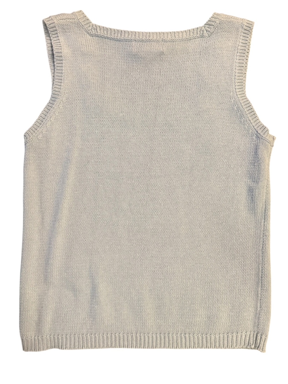 White Stag Linen Blend Light Blue Knit Square-Neck Sleeveless Sweater Tank - Picture 6 of 7